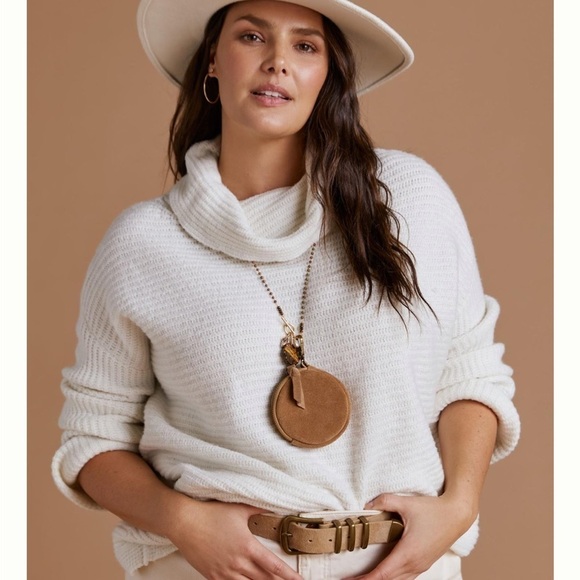 NWT Anthropologie Pilcro Cowl Neck Ivory Oversized Knit Sweater - Picture 1 of 12
